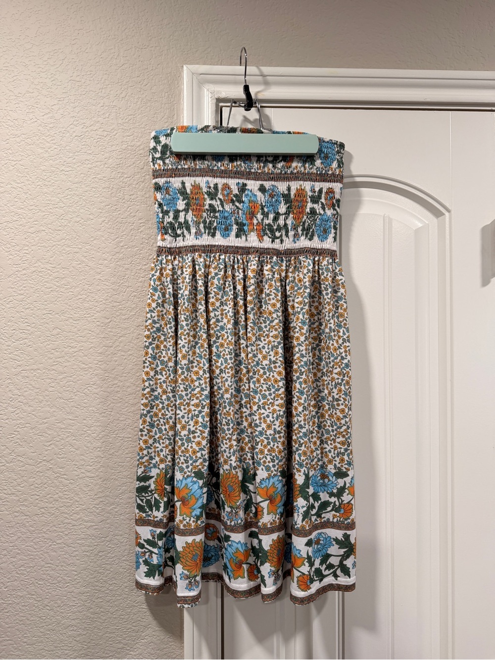 Floral Smocked strapless mini dress